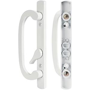 MaxxGeek Sliding Patio Door Handle Set with Zinc Diecast I/E Pulls Only, Offset Thumbturn, Fits 1-5/8" to 1-3/4" Door Thick, 3-15/16" Hole Spacing, Non-Handed, White
