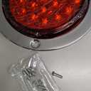 Oyviny 2PCS 4' Round LED Trailer Tail Lights with Stainless Steel Chrome Bezels - Red, 24LED, 4 Inch Round Stop Turn Brake Lights, 12V DC for Trailer, Bus, RV Truck