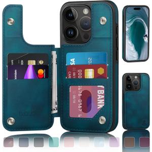 DJDUCK Designed for iPhone 16 Pro Max Case Wallet with Card Holder, [Magnetic Clasp Cover] [RFID Blocking Leather Protection] Shockproof Women Men Cases 6.9 Inch for Apple 16 Pro Max Teal