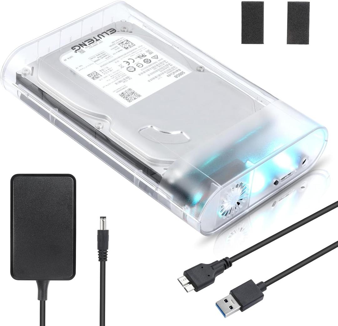 ELUTENG 3.5 Hard Drive Enclosure USB 3.0 Internal/External Hard Drive Case for 3.5/2.5 inch SATA HDD Up to 20TB Support UASP with 12V 24W Power Adapter No Driver Needed