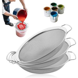3 Pack 60 Mesh Stainless Steel Fine Mesh Paint Strainer for 5 Gallon Bucket, Paint Strainer Tool for Filtering Debris, Particles and Impurities from Paint and Liquids Drain, Rinse Food, Easy to Clean