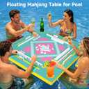 32x32in Floating Mahjong Table for Pool, Double-Sided Water Game Table | Tile Grooves & 4 Cup Holders, For Pools, Hot Tubs, Beaches & Summer Parties, Ideal For Mahjong, Poker, Dominoes & Scrabble