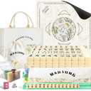 American Mahjong Tiles Set with Noise Reducing Mat, 166 Mahjong Game with Portable Storage Bags, 4 All-in-One Color Rack/Pushers, Scoring, Plastic Coins Dices for Adults & Beginners