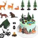 RAYNAG 13 Pieces Camping Cake Topper Camping Birthday Decorations Camping Cake Decorations Set Camping Themed Party Decorations for Forest Woodland Camping Theme Kids Happy Birthday Cake Decorations