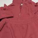 QINSEN Women's Cotton 2 Piece Outfits Lapel Long Sleeve Zip Up Sweatshirt Wide Leg Pants Matching Tracksuit Sets (Large, Burgundy)