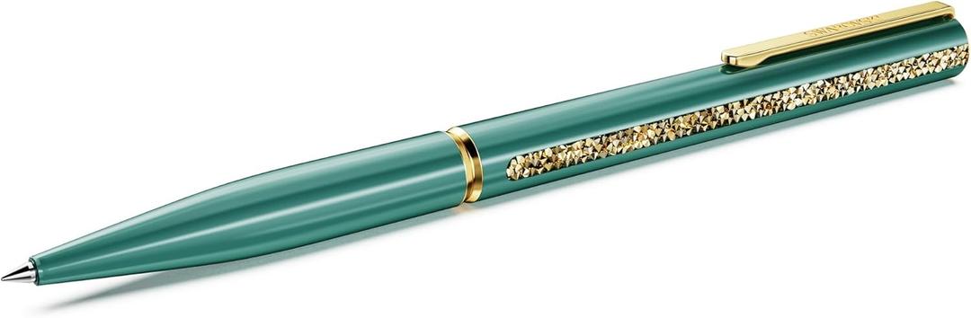 Swarovski Crystal Shimmer Glide ballpoint pen, Green, Green lacquered, Gold-Tone Finish