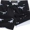 maamgic Boys Swim Trunks with Compression Liner 4-Way Stretch Quick Dry Bathing Suit Toddler Beach Shorts, 2T