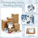 Teenyyou 150 Pack Small Ceramic Bowls Bulk Wedding Favors Blue | for Guests Gifts Set, 3.3 Inch Floral Design, Mini Dipping Sauce Dish with Cards Box, Party Shower Favor Souvenir, Classic