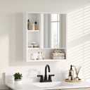 ChooChoo Bathroom Wall Mirror Cabinet, Medicine Cabinet with Single Door and Adjustable Shelf, Over The Toilet Space Saver Storage Cabinet, White, 6.3"d X 21.6"w X 24.0"h