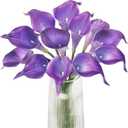 Letjolt Calla Lily Purple Artificial Flowers 12Pcs Table Flower Decor Faux Calla Lilies Bouquet for Wedding Bride Shower Home Decoration, Purple