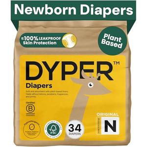 DYPER - Baby Diapers Size 0 (34 Count) - Plant Based Disposable Diapers for Day and Overnight Premium Leak Protection, Skin-Friendly Comfort with Soft Size 0 Diapers (<10 lb)