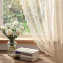 Horaldaily Beige Lace Curtains for Living Room and Bedroom, Boho Farmhouse Floral Sheer Curtains, Rod Pocket, Light Filtering, Vintage Sheer Drapes, 55" W x 63" L, 2 Panels