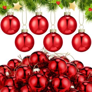 Sieral 36Pcs Christmas Glass Ball Ornaments 1.57'' Vintage Christmas Ball Ornaments Shiny Western Wedding Decorations Small Glass Ornament for Christmas Tree Holiday Decoration Winter Wedding (Red)