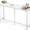 ODK 63 inch Bar Table, Bar Height Pub Table, Counter Height Bar Table, Rectangular High Top Kitchen & Dining Counter Tables with Sturdy Legs & Easy-to-Clean Top, Indoor use, White