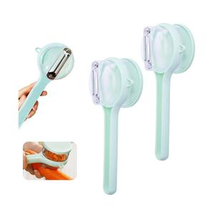 Vegetable Peeler with Box Storage,DoubleSided Stainless Steel Potato Peeler and Fruit Peeler,Vegetable Peelers for Kitchen,Apple Peeler,Carrot Peeler,Orange Peeler,Garlic Peeler (Blue)