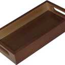 Small Rustic Serving Tray with Handles - 9.8 Inch Bamboo Rectangular Tray for Coffee Table, Kitchen Counter, Ottoman | Decorative Organizer Tray for Food, Drinks, Snacks, Bathroom Essentials