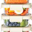 Miibox Food Meal Prep Containers with Exclusive Glass Lids, Glass Storage Containers with Lids, BPA-Free, Glass Lunch Boxes for Lunch, Pantry Organizers and Storage, Freezer to Oven Safe, Leak Proof (370 ML)