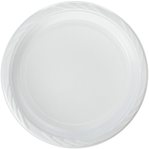 Blue Sky 100 Count Disposable Plastic Plates, 10", White