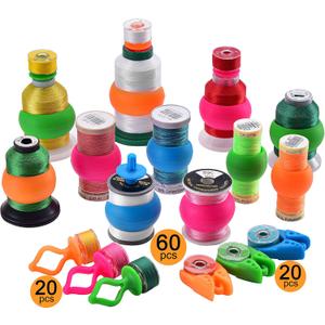 New brothread 100pcs Mix NOTIONS (60 Thread Spool Savers + 20 Bobbin Holders + 20 Bobbin Clamps) - Prevent Thread Tails from Unwinding - for Sewing and Embroidery Machine Thread Spools