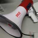 Pyle Megaphone 50-Watt Siren Bullhorn - Bullhorn Speaker w/ Detachable Microphone, Portable Lightweight Strap & Rechargeable Battery - Professional Outdoor Voice for Police & Cheerleading - PMP57LIA
