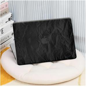 DTangLsm Compatible with MacBook Air 13 inch Case 2022 2021 2020-2018 Release M1 A2337 A2179 A1932 Faux Leather Hard Shell Plastic Case&Keyboard Cover Fit Mac Air 13 inch with Touch ID, Wrinkled Black (A96-Wrinkled Black)