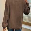 Dokotoo Long Sleeve Shirts for Women 2025 Casual Solid Crewneck Knitted Loose Fit Pullover Shirts Tops (Brown, S)