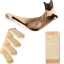 Cat Wall Shelves - Four Step Cat Shelf with Scratch Board, Mounted Cat Shelves, Sturdy Cat Wall Furniture for Indoor Cats