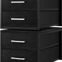 BOLUO Stackable Storage Drawers Narrow Closet Organizers and Storage Fabric Black 2 Drawer Dresser for Bedroom 2 Packs Modern (Deep(15.4"D x 11.4"W x 12"H)) Black