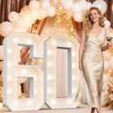 Ledido 4FT Marquee Light Up Numbers 60, Marquee Numbers 4 Feet Tall for Birthday, Anniversary,Graduation Party Decorations,Big 60th Birthday Number for Party Decor,Warm White Large Lighted Number 60