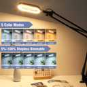 10X Rectangle Magnifying Glass with Light and Clamp, 5 Color Modes Stepless Dimmable, Lighted Magnifier with Stand Hands Free, Flexible Swing Arm LED Desk Lamp for Close Work, Craft, Reading, Painting (Black)