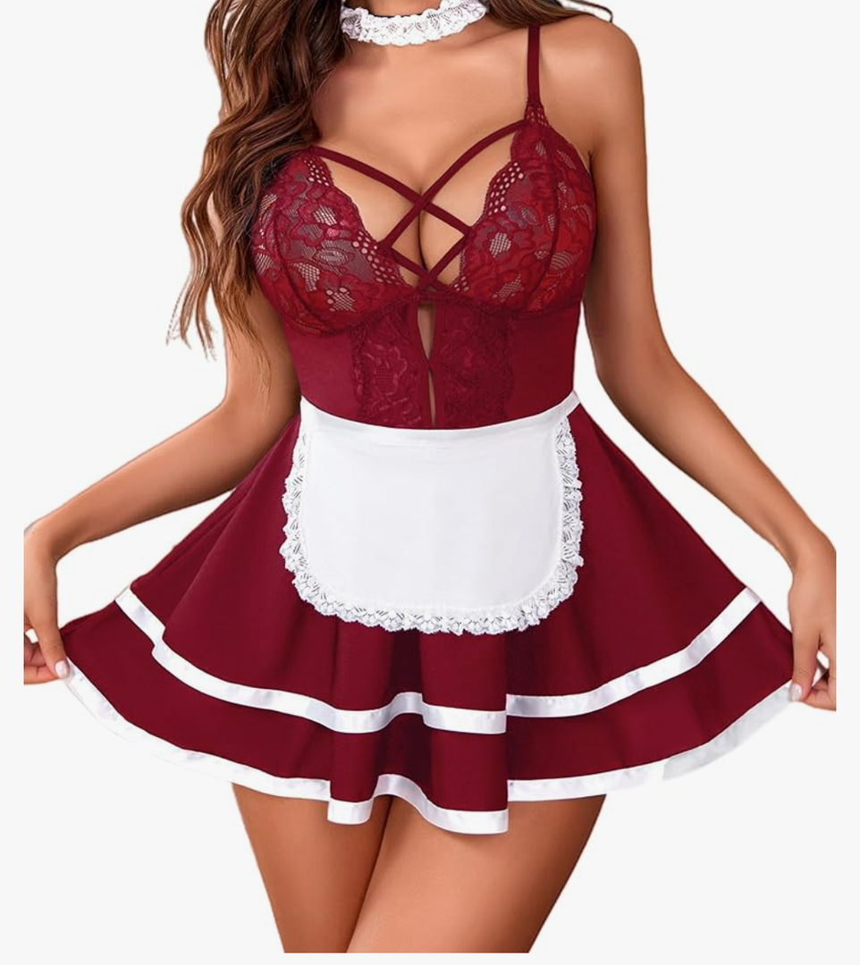 Avidlove Sexy French Maid Babydoll Lingerie Dress Cosplay S