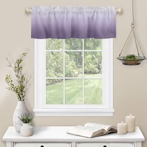 Valance Curtain Short Kitchen for Windows, Purple Gradient for Bedroom Living Room Bathroom, Small Rod Pocket Decorative Window 60"x18"