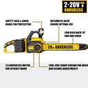 40V(20V*2) 16" Brushless Chainsaw Cordless, Electric Chainsaw Fully Compatible with DeWalt 20V MAX, Auto-Oiling, Tool-Free Tensioning, Safety Chain Brake, Batteries and Charger Not Included