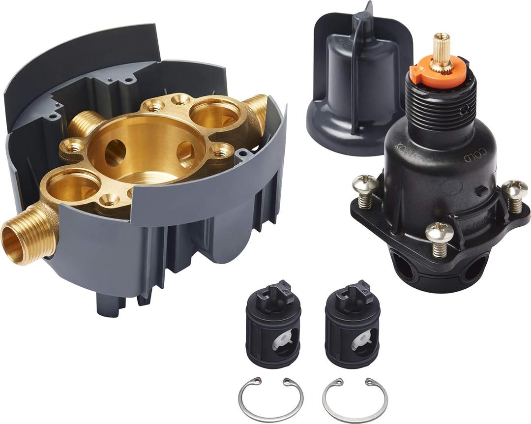 KOHLER K-8304-KS-NA Rite-Temp Pressure-Balancing Valve Body and Cartridge Kit with Service Stops, Shower Valve System, 5.0 GPM, Simple Installation & Maintenance