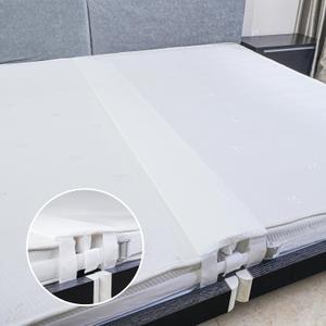 Twin to King Bed Converter Kit with Strap, 8'' Wide Bed Bridge, Detachable and Machine-Washable Cover/Multiple Fixings/One-Piece Foam, Bed Connector for Stayover, Family Room