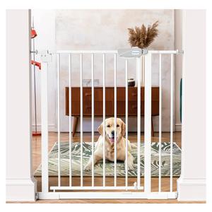 MEEGEEM Baby Gate - 40'' Extra Tall and 30''-37'' Adjustable Width Pet Gate for Stairs & Doorways & House and More, Can Use As Dog Gate, Pressure Mounted, No Drilling, Auto Close, White