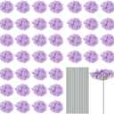 MECCANIXITY Silk Artificial Hydrangea Flowers, Light Purple Artificial Flowers Heads with Stems, Full Hydrangea Flowers for Wedding Centerpieces, Party Decoration 30Set