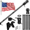 American Flag with Pole for House Outside, Including 5Ft Heavy Duty Flag Aluminum Poles Kit and 100% Polyester 3x5 ft US Flag, No Tangle Spinning Pole and Multi-Position Flag Pole Bracket