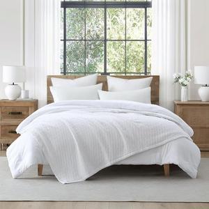 Tahari Home - Blanket, Soft Diamond Textured Cotton Blanket, Cozy Home Decor (Shelley Bright White, Full/Queen)
