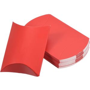 PATIKIL Pillow Boxes, 100 Pcs Wedding Gift Boxes Paper Box 3.5x2.6 Inch for Gift Wrap Wedding Parties, Red
