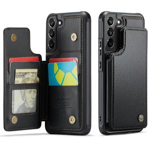 Vinich for Samsung Galaxy S22 Wallet Case with Card Holder, RFID Blocking Credit Slots Kickstand Shockproof Phone Cover Fit for Galaxy S22, 6.1" Black