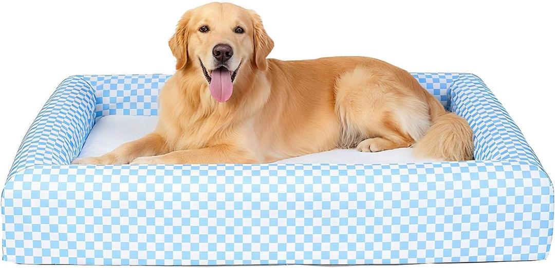 Indestructible Dog Bed for Large Dogs - Memory Foam Dog Bed with Reversible Breathable Mat, 4-Sided Bolster, Machine Washable Cover & Non-Slip Bottom, 36 x 27 x 6 Inch