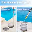 Extendable Pool Skimmer Basket Hook Pole Up to 63 Inch - Stainless Steel Skimmer Lid Lifting Hook with Non-Slip Grip - Easy Installation & Adjustable Length - Ideal for Pool Cleaning Debris Removal