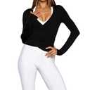 Women Wrap Top Thumb Hole Long Sleeve Self Tie Workout Shirt Pilates Ballet Yoga Tops (US, Alpha, Large, Black)