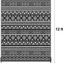 RURALITY Outdoor Rugs 9'x12' Waterproof for Patios Clearance,Plastic Straw Mats for Backyard,Porch,Deck,Balcony,Black&White