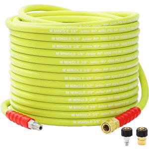 M MINGLE Pressure Washer Hose 50 FT x 3/8" - Replacement Power Wash Hose for Hot and Cold Water - High Pressure Hose with M22 14mm to 3/8 Inch Quick Connect Fittings - 4000PSI