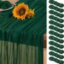 Emerald Green Cheesecloth Table Runner 12 Pack Spring Easter Table Runners Boho Gauze 120 Inches Cheese Cloth Table Decor for Wedding Bridal Baby Shower Parties