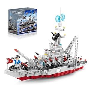 6 in 1 Battleship Building Block Set, Army Military Battle Ship Toy with Helicopter and City Lifeboat, 25 Models Engineering Building Bricks Kit for Kids Ages 6 7 8 9 10 11 12 Years Old(651PCS)