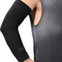 MGANG Lymphedema Compression Arm Sleeve for Women Men, Opaque, 15-20 mmHg Compression Full Arm Support with Silicone Band, Relieve Swelling, Edema, Post Surgery Recovery, Single Black Medium