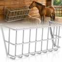 25 Gallon Wall Mount Hay Feeder, Metal Hay Rack for Goats and Horses | Galvanized steel, livestock feeding rack, barn stall feed holder, space-saving, rounded edges, easy install